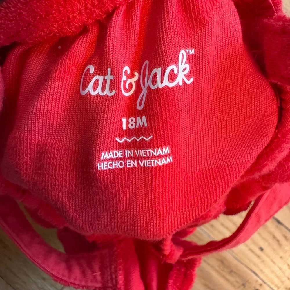 Cat & Jack Baby Girls Red Terry Cloth Star Romper 18M Sleeveless Snap Bottom